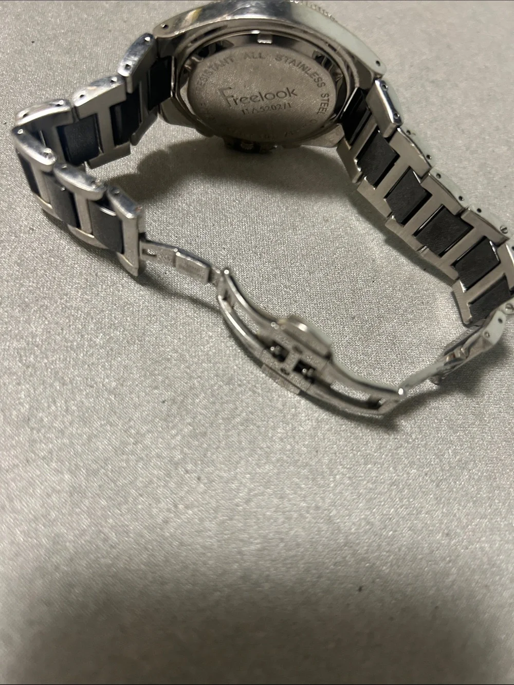Men's Black Dial Silver-Tone Chronograph Watch